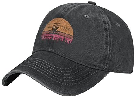 Hut Risbee Disc Golf Cowboy Hut Herren Vintage Baseball Cap Damen Trucker Hut Golf Dad Cap Pferdeschwanz Hut Schwarz, Schwarz , One size