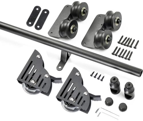 WLCNYL Schwarzes Rollleiter-Hardware-Kit für Bibliotheken, verschiebbare obere Rolle, Bodenrad mit Bremse (ohne Leiter) (Größe: 26,2 Fuß/800 cm Schienen-Kit)