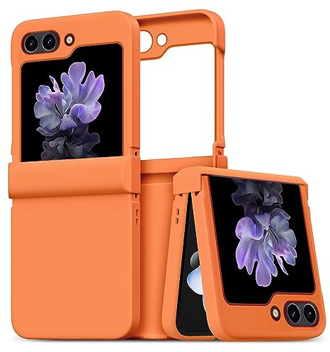 ZCDAYE Case for Samsung Galaxy Z Flip 6, Silky Touch Samsung Z Flip 6 Foldable Flip Phone Case, Shockproof Protective Phone Cover for Samsung Z Flip 6, Orange