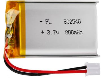 Batterie Lipo 3,7 V, 650 mAh 802540 lithium-polymère avec connexion 2P-PH avec pas de 2,0 mm