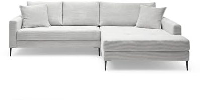Liadomo Sofa Hilary Dove - Modernes Cord-Ecksofa - Couch mit Hohem Sitzkomfort - Pflegeleicht & Formstabil - Made in Europe - Sofa L Form Rechts, Hellgrau