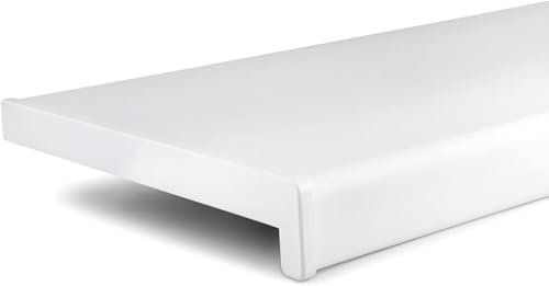 TJ Fensterbank Innen I 15 x 120 cm I weiß I hochwertige PVC Fensterbank mit Seitenabschluss I Fensterbrett kratzfest & feuchtigkeitsundurchlässig I pflegeleichter & langlebiger Fenstersims für Innen