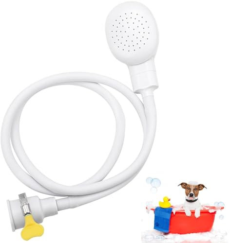 Single Tap Shower Attachment, 1.3M Shower Attachment for Bath Taps, Pet Shower Sink Hose, Single Tap Shower Attachment with Adjustable Worm Gear Hose Clamps, for Bathing Baby Pet Portable Dog Shower