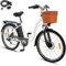 DYU C6 Vélo Électrique, 26 Vélo Électrique pour Adultes, 36V 12,5Ah Batterie Amovible, 65 km Autonomie, 7 Vitesses, 250W Moteur, E-Bike avec Panier, Frein à Double Disque, Blanc