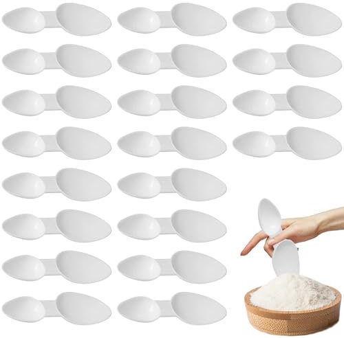 20 Pcs Medicine Spoons, Double Sided 2.5ml/5ml Reusable Tiny Spoon for Cereal Powder Coffee Powder Protein Powder Scoop Spoons for Cooking Home Office (White)