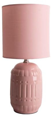 Tischlampe Tischleuchte Leselampe Keramik Nachttischlampe Textil lachs H 30 cm