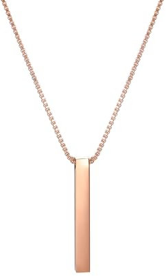 JJDreams Long Pendant Necklaces for Women and Men Adjustable Necklace Square Necklace Bar Pendant Necklace,Rose Gold