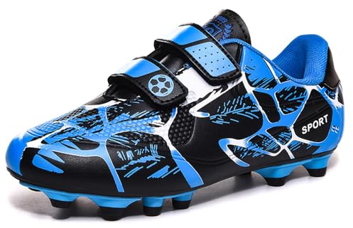 Scarpe da Calcio 31 Bambini Erba Artificiale Bambini Ragazze Scarpe da Allenamento Antiscivolo per Esterni Blu