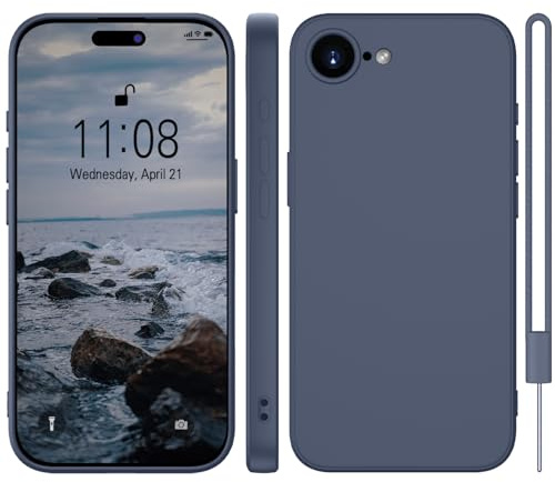 WXX für iPhone 16e Hülle Silikon Case 6.1'' Blau Gray | Handyhülle für iPhone 16e Dünn Slim mit Microfiber,Kratzfeste Rundumschutz Case Hülle