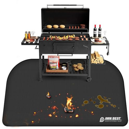 ImnBest Feuerfeste Unterlage 150x100cm, Faltbare Grillmatte Bodenschutz Grillunterlage, Silikon-Glasfaser Hitzebeständige Wasserbeständige Grillmatte für BBQ Grills, Kamin, Boden, Rasen und Camping