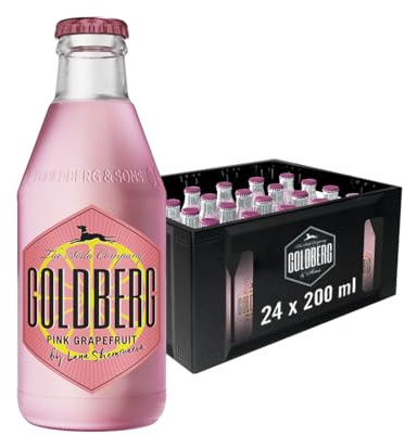 GOLDBERG Pink Grapefruit Filler - 24x0,2l Glasflaschen in Mehrwegkiste | Erfrischender Filler mit Grapefruitnuancen für fruchtige Cocktails, Longdrinks und Sommergetränke in der Glasflasche