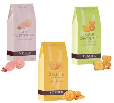 Pack Découverte FOSSIER : Sablés Champenois, Galettes de Reims & Biscuits Roses | L’art de la gourmandise rémoise