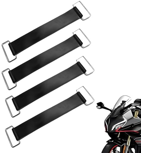 LAJUP 4 Pcs Batterie-Gummiband, Elastische Riemen, Fester Halter, Gummi, Elastische Bandage, Batteriegurt, Für Die Meisten Motorräder, Schwarz, Free Size, 17.5 X 2.5 Cm