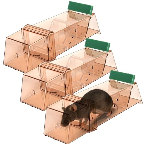BESTIF Lebendfalle für Maus 3er Set | Wiederverwendbar | Mausefalle lebend mit Lüftlöcher Tierfreundlich Hochsensibel Sicher für In- und Outdoor