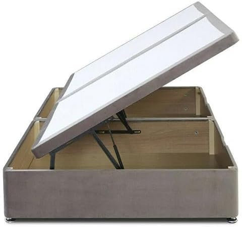 MOORCROFT BEDS Ottoman Storage Divan Base Side Lift Storage – 3FT Single, 4FT6 Double, 5FTKing, 6FT Super King (Silver Plush, 4FT Small Double Side Lift)