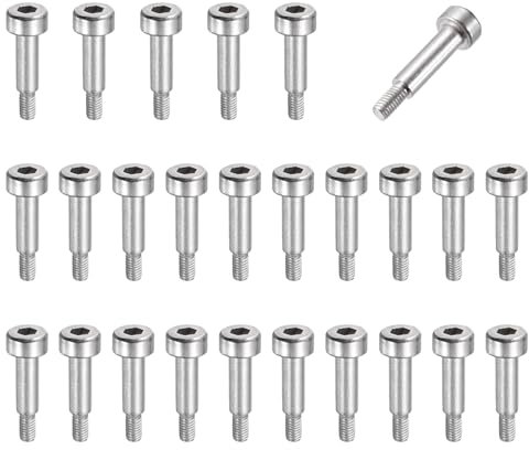 sourcing map 26 pernos de hombro de acero inoxidable 304 de 4 mm de diámetro de hombro de 8 mm de longitud del hombro M3 x 0,5 rosca hexagonal para industrias de maquinaria de moldeo por inyección