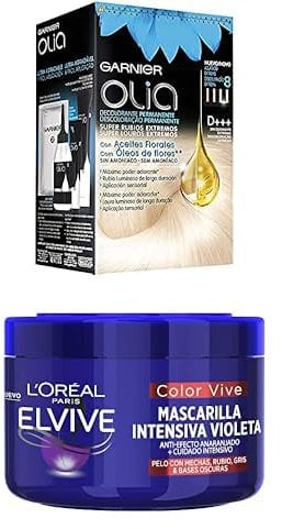 Pack Garnier Olia Decolorante sin Amoniaco+ L'Oréal Paris Elvive Mascarilla Intensiva Violeta Matizadora