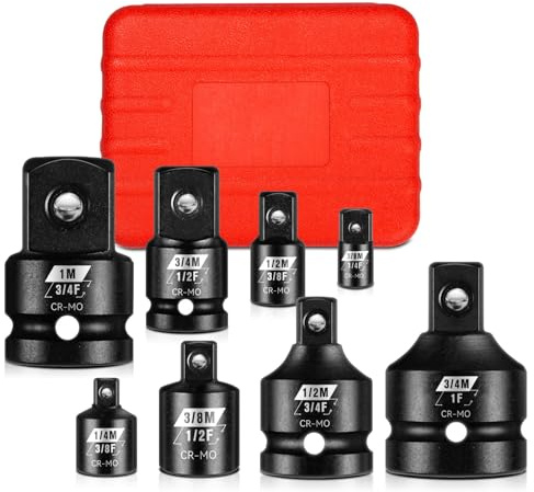 zozoa 8-tlg. Stecknuss Adapter Set, 1 zoll 3/4 zoll 1/2 zoll 3/8 zoll 1/4 zoll Vierkantantrieb Schlagschrauber Adapter Für Schlagschrauber, Ratsche, Fahrzeugwartung, Mechanische Instandhaltung