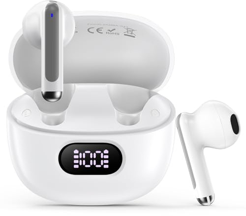 USB C Earphones Headphones Wireless Earbuds Type C Bluetooth Ear Buds for Samsung Galaxy S25 FE A36 A17 A16 A15 A35 S25 Ultra S24 S23 S22, LED Display HiFi Stereo Earphone for iPhone 17 16 Pro Max