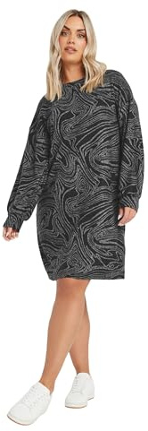 Yours Curve Abstract Print Soft Touch Jumper Dress - Women's - Plus Size Curve