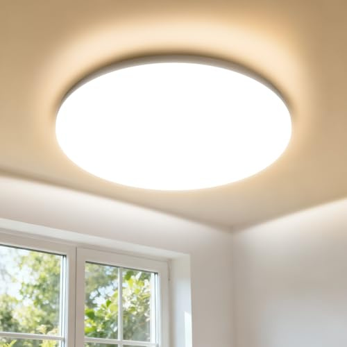 WARMELLE Bathroom Ceiling Lights,17W,2335LM,3000K,IP65 Waterproof LED Ceiling Light,No Flicker & No Delay,CRI>80,Ø22cm Round for Bedroom,Hallway,Kitchen,Garage