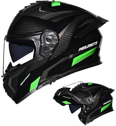Modularer Motorradhelm Scooter Roller Moped Helm DOT/ECE Zertifiziert Vollvisierhelm Belüftungssystem Motorrad Klapphelm Mit Doppelvisier E,L=(59-60CM)