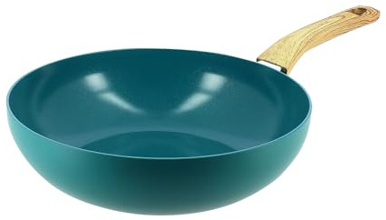 MENASTYL - Wok colorama 28cm en aluminium recyclé bleu canard induction - 6021149