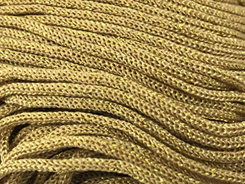 Fili & filati Cordino Swan Black in Polipropilene per Uncinetto, 500g, 450m, Diametro 2mm, Sistema Antiingarbugliamento (Glitter - oro-oro, 500g)