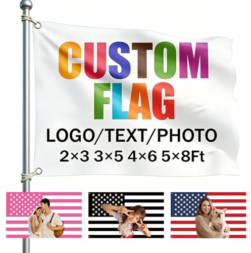 Personalisierte Flagge Selbst Gestalten, Fahne Selbst Gestalten, 4 Größen,Banner Personalisiert,Gestalten Sie Ihre eigene Flagge mit Gesicht/Foto/Logo/Text für Schlafsäle,Schlafzimmer,Party,Bar Deko