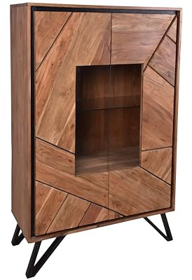 DELUKE Highboard Ebba - Akazie Akazienbraun 150x40x96cm | Kommode Wohnzimmer Sideboard Flur Schlafzimmer