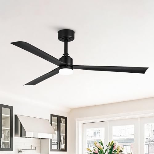Parrot Uncle 127cm Deckenventilator Mit Licht, 40W Leiser Gleichstrommotor, Sommer-und Wintermodus, 6 Geschwindigkeitsstufen, 3 Farbtemperaturen, Fernbedienung Timer, 3 Flügel Schwarz
