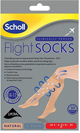 Scholl Footcare - Medically Proven 2 Pairs Of Sheer Natural Flight Socks To P...