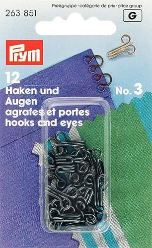 Prym Haken und Augen, Stainless Steel, Schwarz, 18 mm Größe, Nr. 3, groß