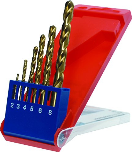 kwb HSS-TIN Titan Metallbohrer-Satz – Bohrer-Set, 6-teilig, Ø 2 bis 8 mm, Spiralbohrersatz