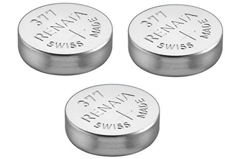 3 x Renata Watch Batteries Silver Oxide Swiss Made 0% Mercurry Long Life (3 x 377 or SR626sw or AG4)