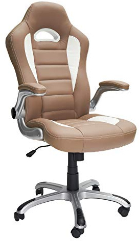 Techni Mobili Executive Office Chair with Flip-Up Arms, Camel Light Brown