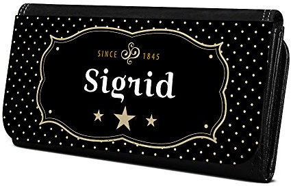Geldbörse mit Namen Sigrid - Design Retro Wappen - Brieftasche, Geldbeutel, Portemonnaie, personalisiert für Damen und Herren