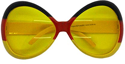 Folat 30801 – Deutschland Rießenbrille, Schwarz, Rot, Gold, mit gelbgetönten Gläsern, Sonnenbrille, WM, EM, Fußball, Ballermann, Länder, Karneval, Motto Party, Gartenparty, Public Viewing
