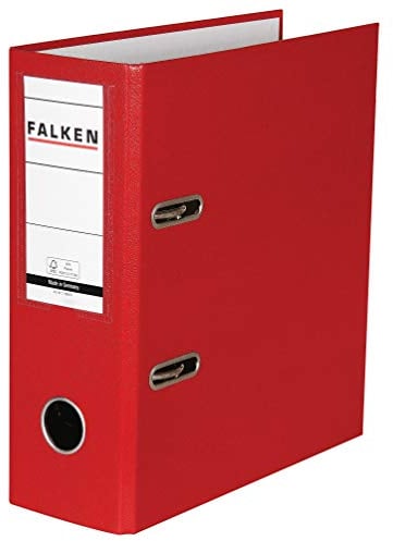 Original Falken PP-Color Kunststoff-Ordner Sonderformat. Made in Germany. 8 cm breit DIN A5 hoch mit Wechselfenster rot Rezepte Ringordner Aktenordner Briefordner Büroordner Plastikordner