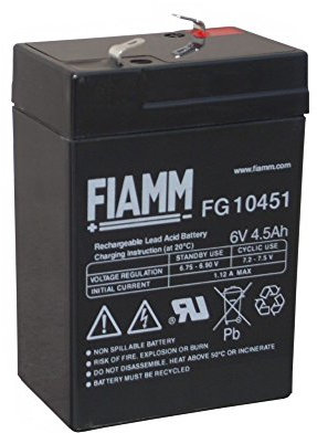 Batterie Fiamm au Plomb 6 V 4,5 Ah Faston 4,8 mm