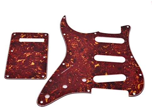 KAISH Lefty ST/Strat Style SSS Pickguard Tremolo Trem Cover Back Plate for USA/Mexico Stratocaster/Strat Vintage Tortoise