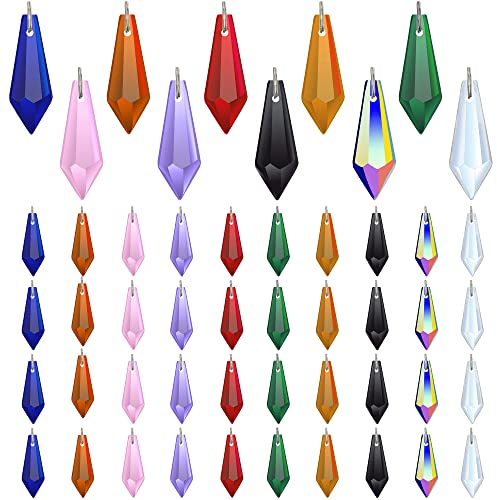 H&D HYALINE & DORA 50 Stück Kristall Eiszapfen Sonnenfänger Anhänger Kronleuchter Prismen Tropfen Lampe Kerzenhalter Vorhang DIY Teile,38mm