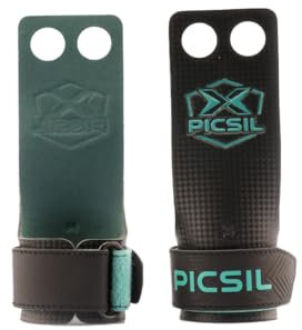 PICSIL Calleras Falcon para Cross Training y Gimnasia, Material de Fibra de Carbono, Uso con Magnesio, Agarre en Todas Superficies y Tipo de Barras (Talla L, 2H)