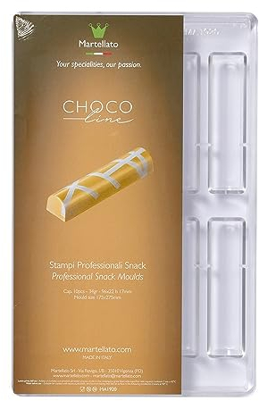 Martellato - Molde de policarbonato para chocolate, barra rectangular y media redonda