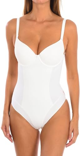 Selene, Body Donna Modellante Schiena Scoperta, con Ferretto, Coppe Imbottite e Spalline Regolabili, Collezione Giorgia, Colore Avorio, Coppa 2 C
