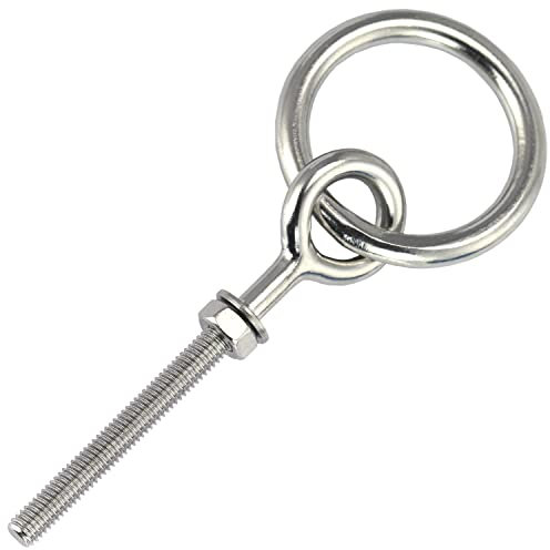 OPIOL QUALITY® Augbolzen mit Ring M10 aus Edelstahl A2 V2A (1 Stück) Augschraube Ösenschrauben Metrischem Gewinde Ringbolzen Ringschrauben Augenbolzen Ösen