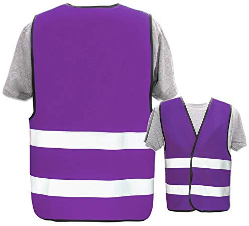 PixiPrints.com Warnweste bedruckt mit Ihrem Namen Text Bild Logo * Violett (XL/XXL) * Druckposition: Rücken + Brust * echte Reflex-Leuchtstreifen * personalisiertes Design selbst gestalten