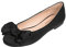 Feversole Women's Round Toe Cute Bow Trim Ballet Flats Dolly Shoes Black 4 UK