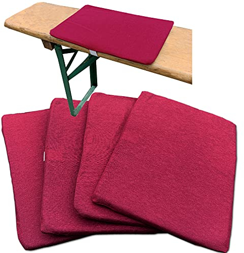 JEMIDI 4x Cuscino Panca Esterno - Set 4x Cuscini Panche Birreria - Cuscino Copripanca Imbottito Cinghia Elastica - Copertura Panca Giardino - 35x24cm