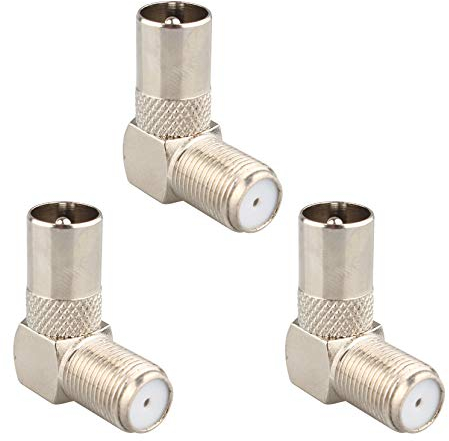 Jopto Lot de 3 Connecteurs Coaxiaux Mâles à Angle Droit pour Antenne TV vers Prise F Coudée à 90 Degrés - Convertissez le Câble Existant en Connecteur à Angle Droit pour Décodeur Numérique
